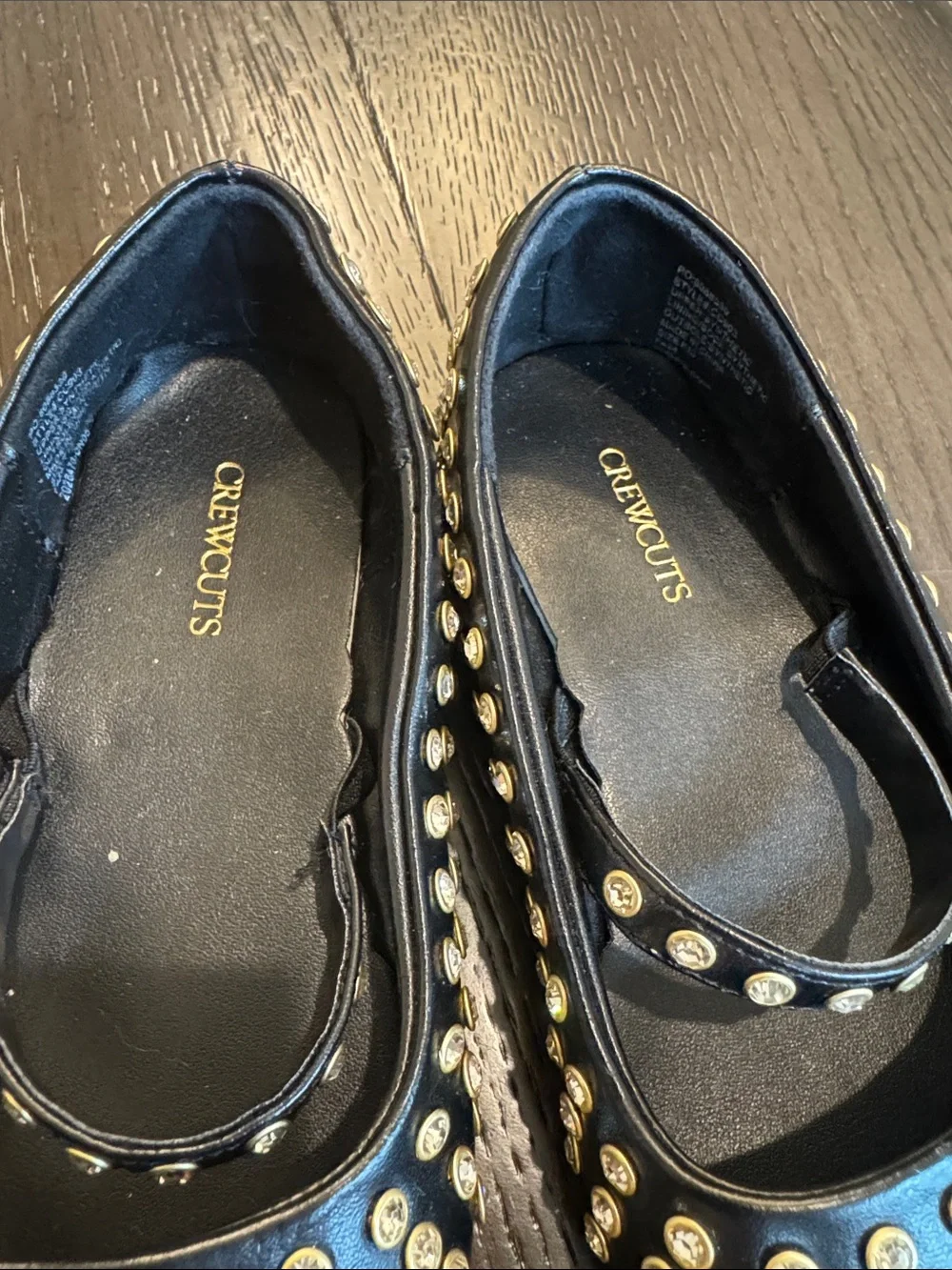Crewcuts / J Crew Black Mary Jane Flats with Gold Stud Detailing